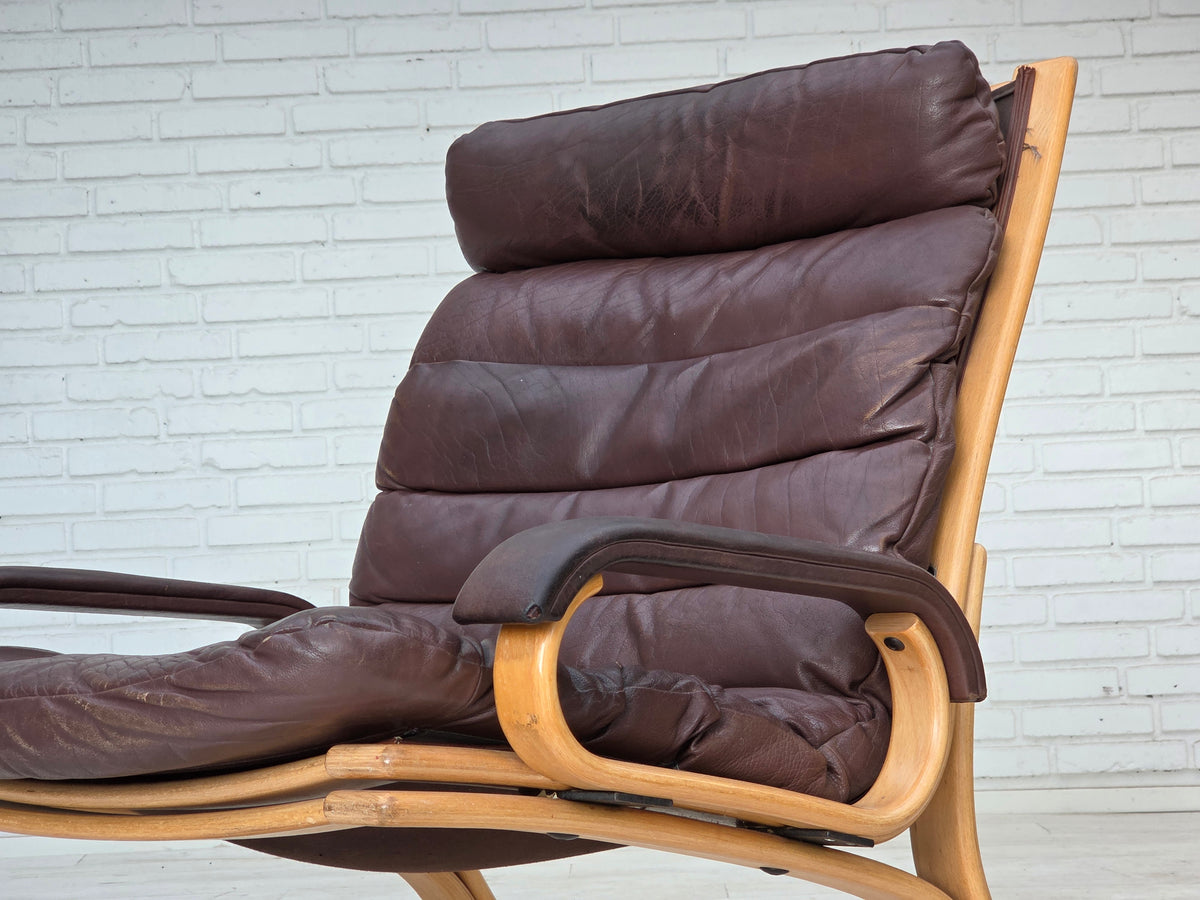 1970s, Danish armchair by Georg Thams, furniture leather, bentwood.
