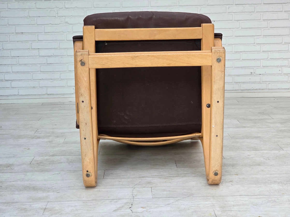 1970s, Danish armchair by Georg Thams, furniture leather, bentwood.
