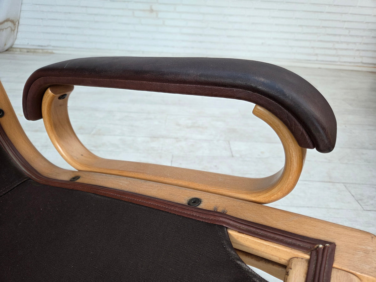 1970s, Danish armchair by Georg Thams, furniture leather, bentwood.