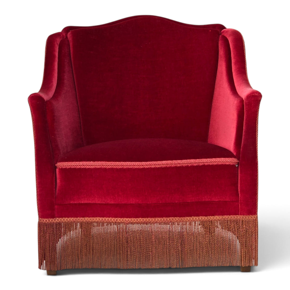 1970s, Danish armchair, furniture velour, ash wood legs.
