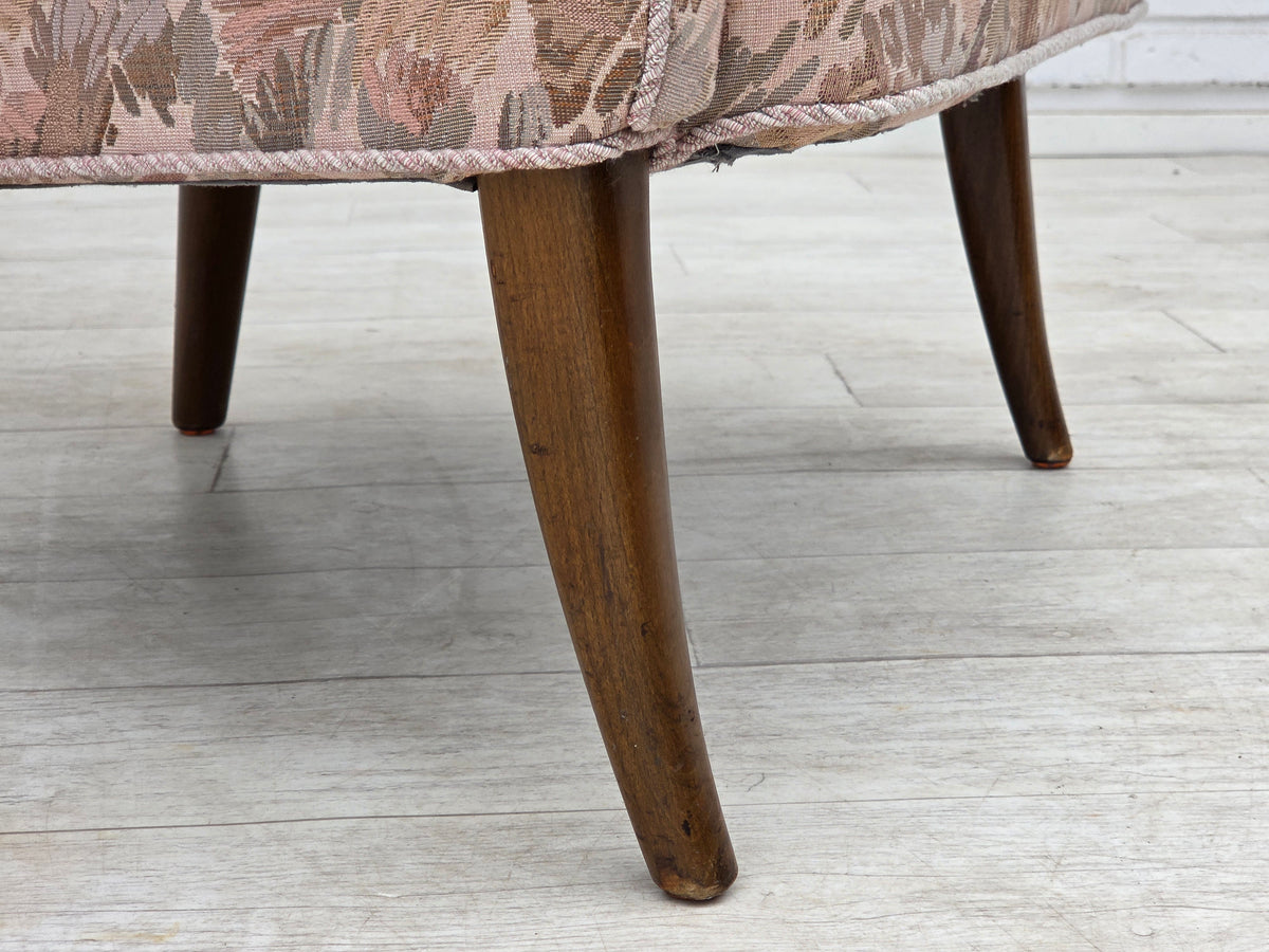 1960s, Danish armchair, furniture jacquard fabric, beech wood.
