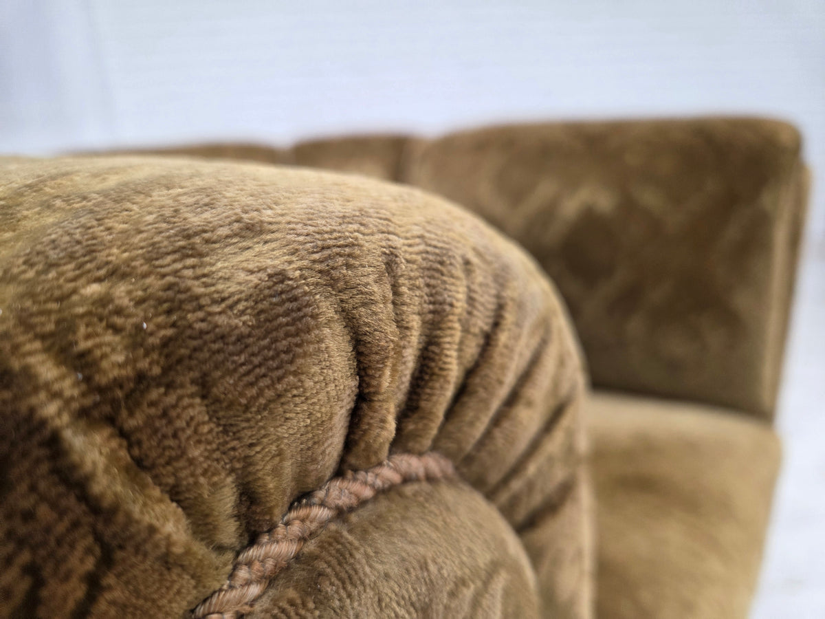 1950s, Danish relax chair, furniture velour, beech wood.