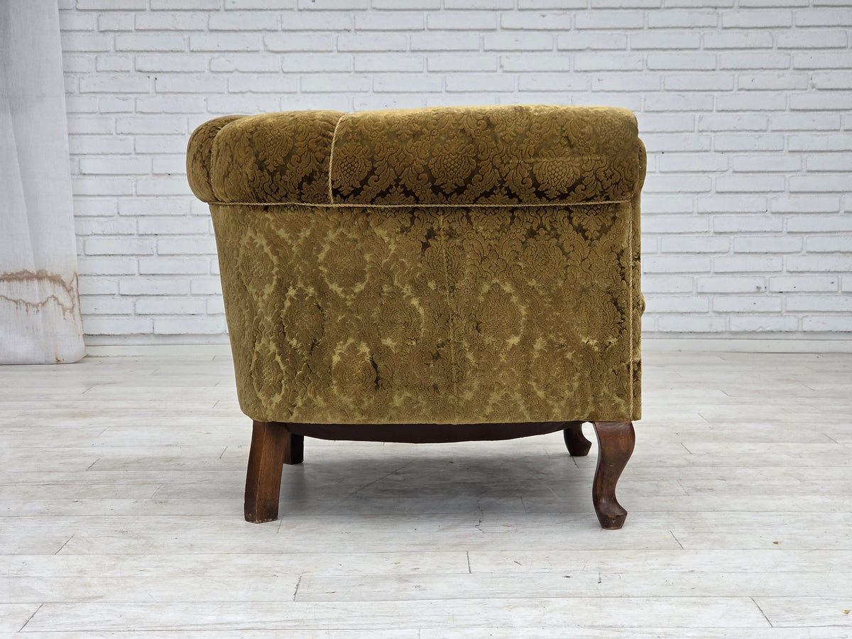 1950s, Danish relax chair, furniture velour, beech wood.