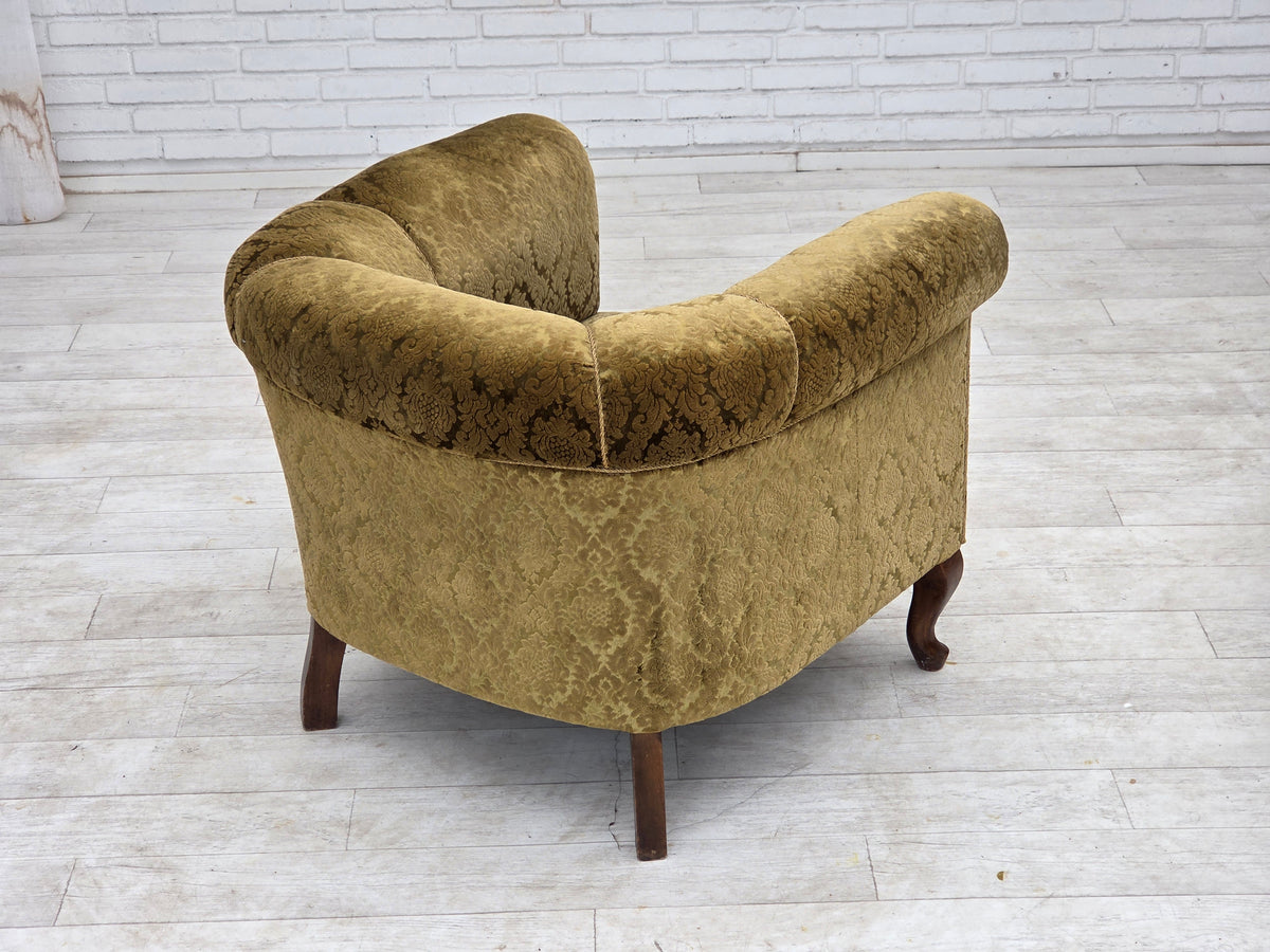 1950s, Danish relax chair, furniture velour, beech wood.
