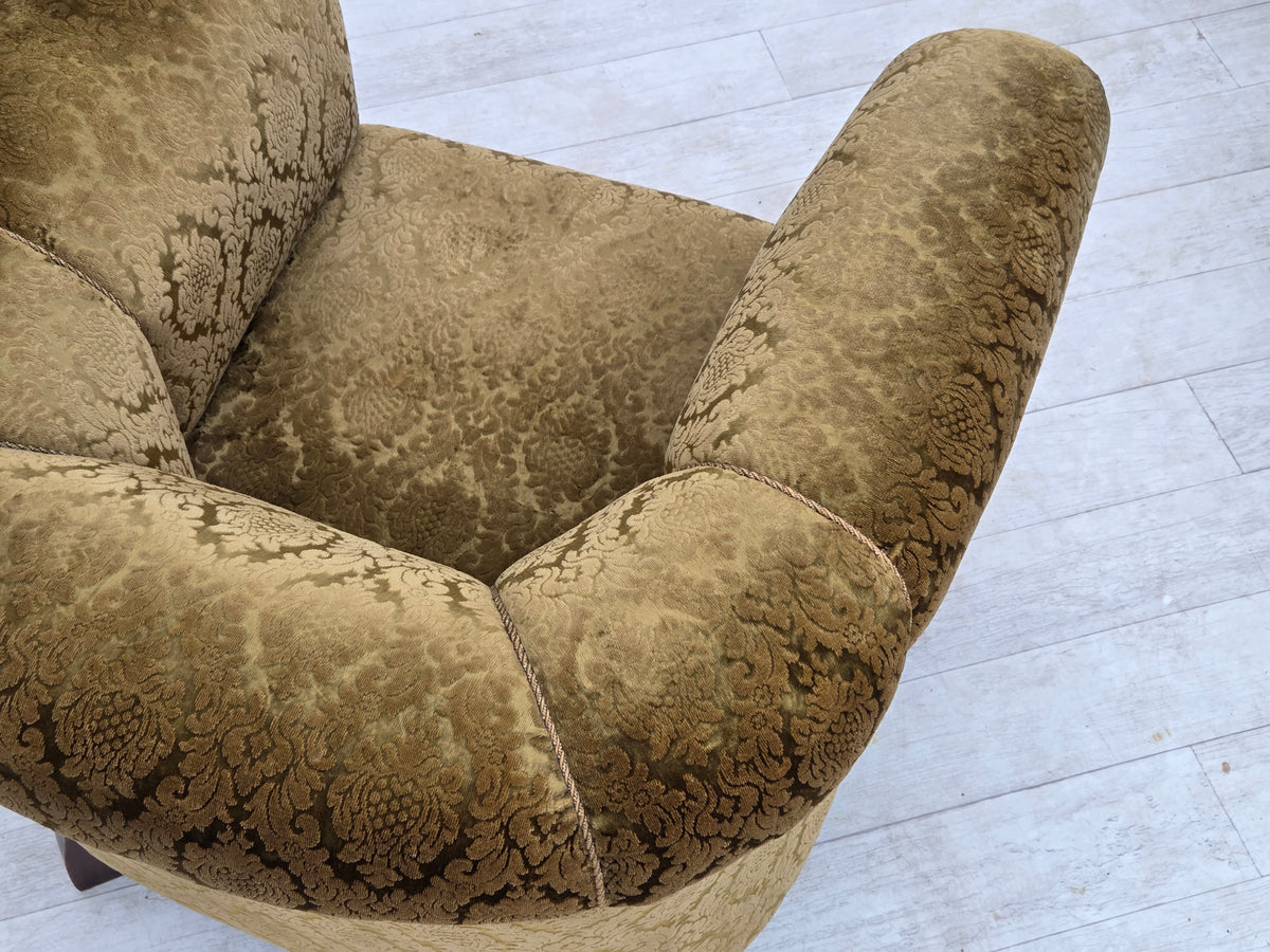 1950s, Danish relax chair, furniture velour, beech wood.