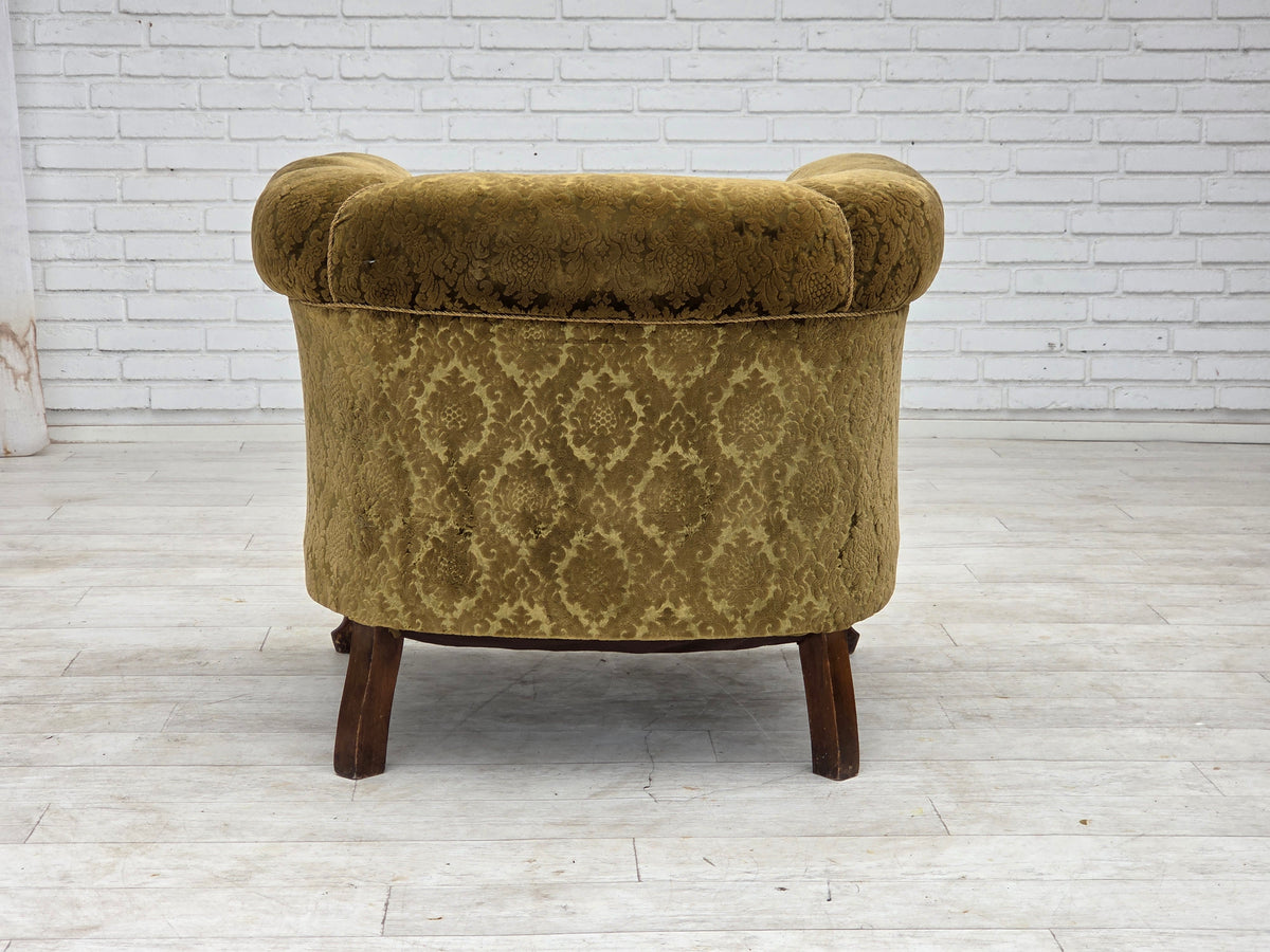 1950s, Danish relax chair, furniture velour, beech wood.