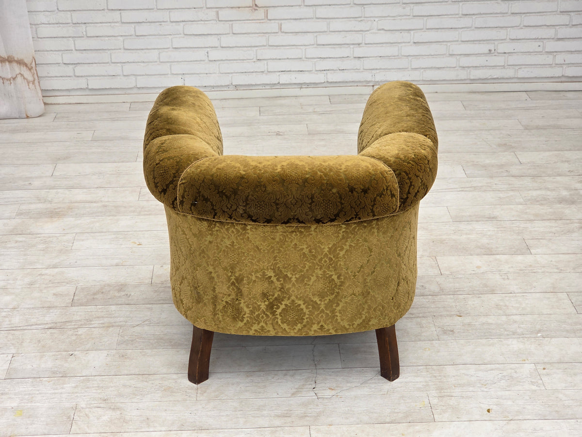 1950s, Danish relax chair, furniture velour, beech wood.