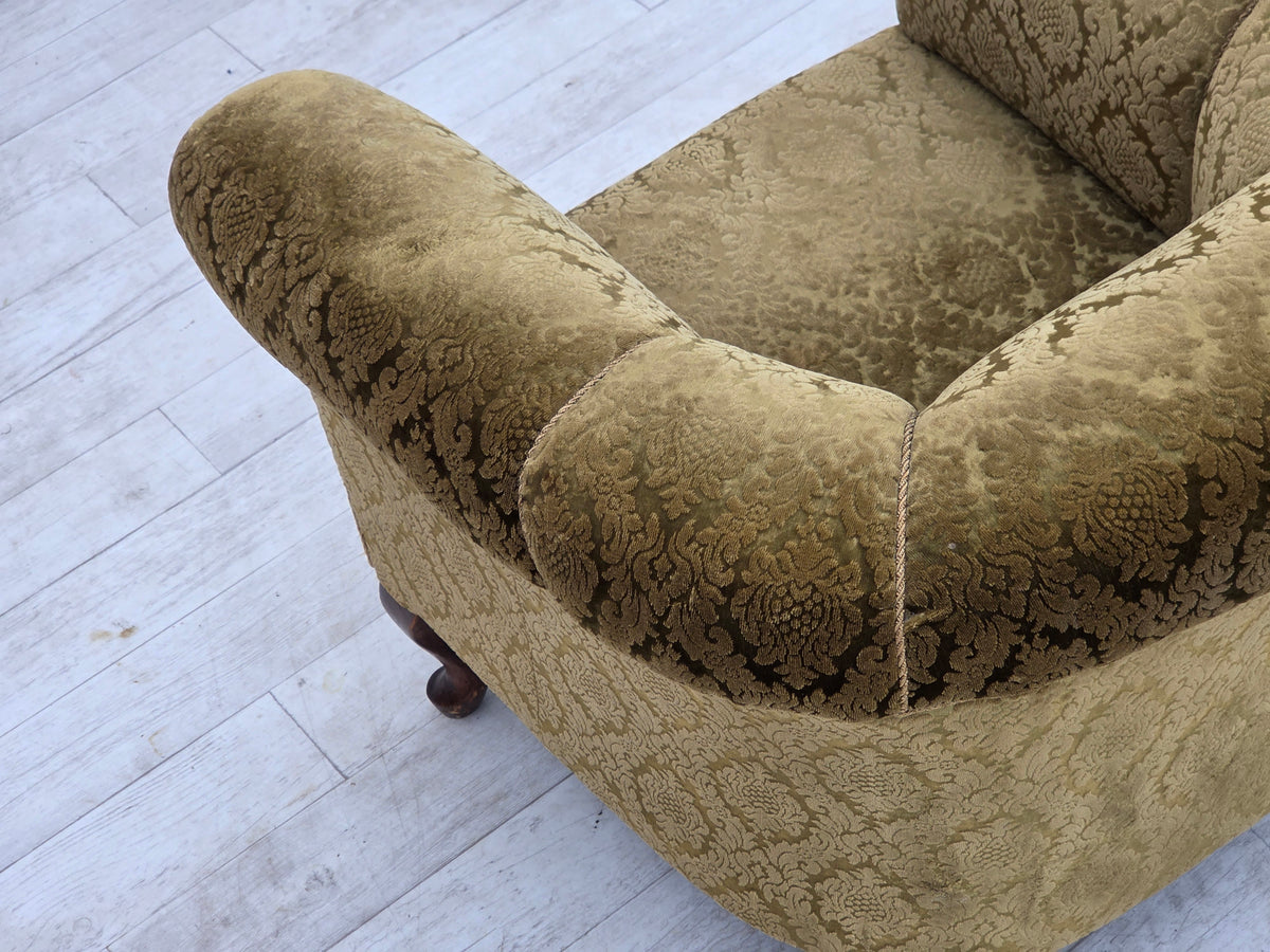 1950s, Danish relax chair, furniture velour, beech wood.