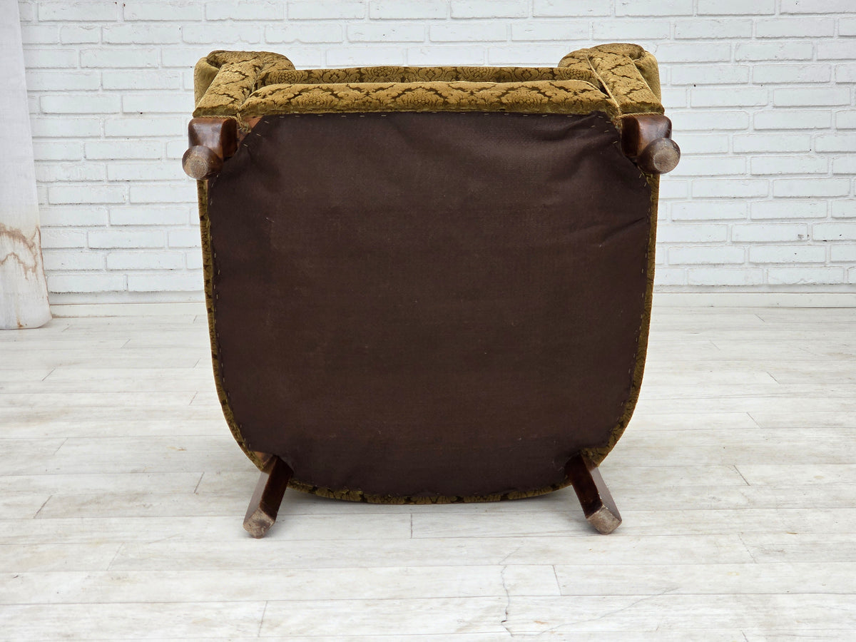 1950s, Danish relax chair, furniture velour, beech wood.