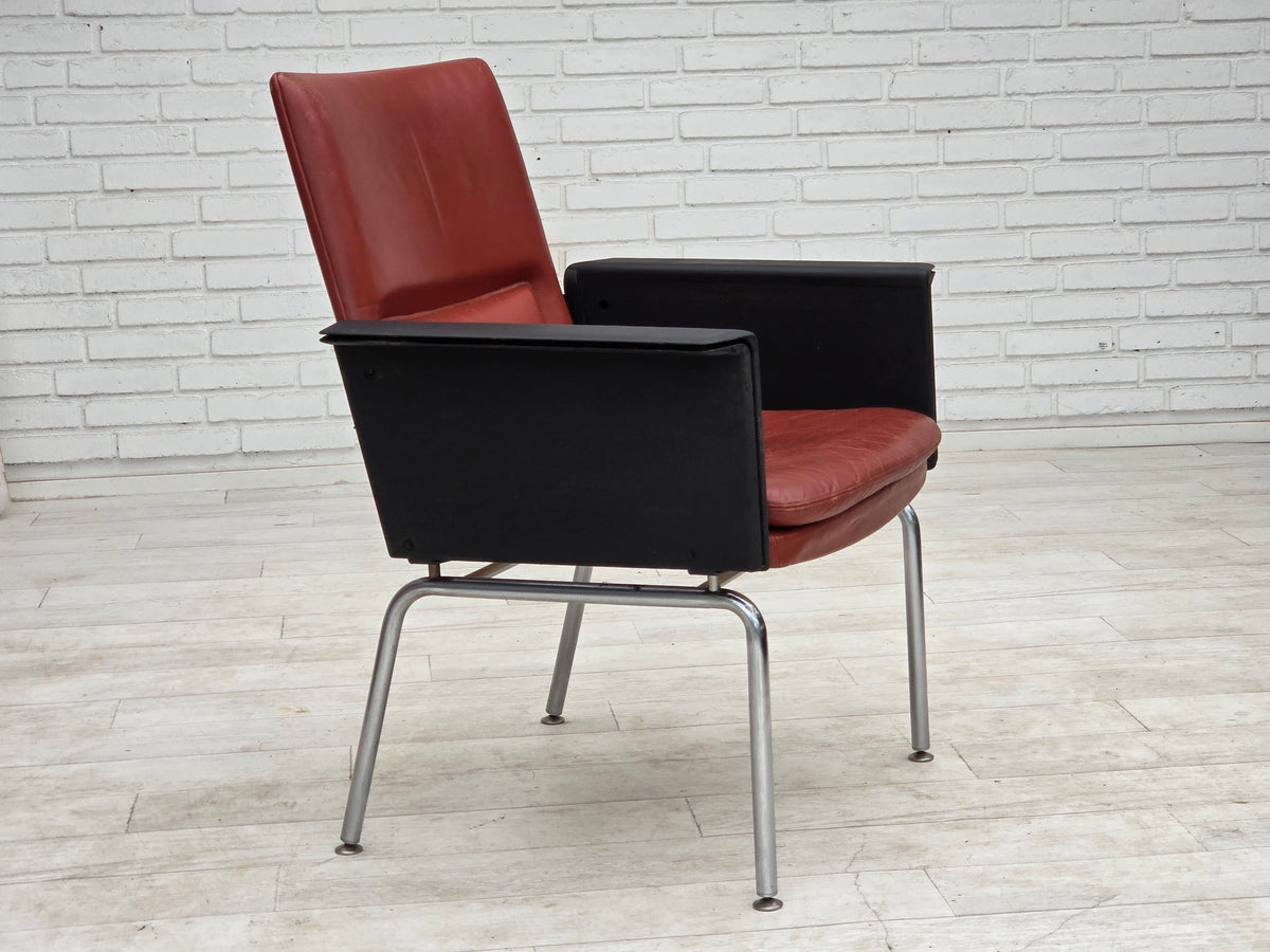 1970s, Danish armchair by Arne Vodder, furniture leather, chrome steel.