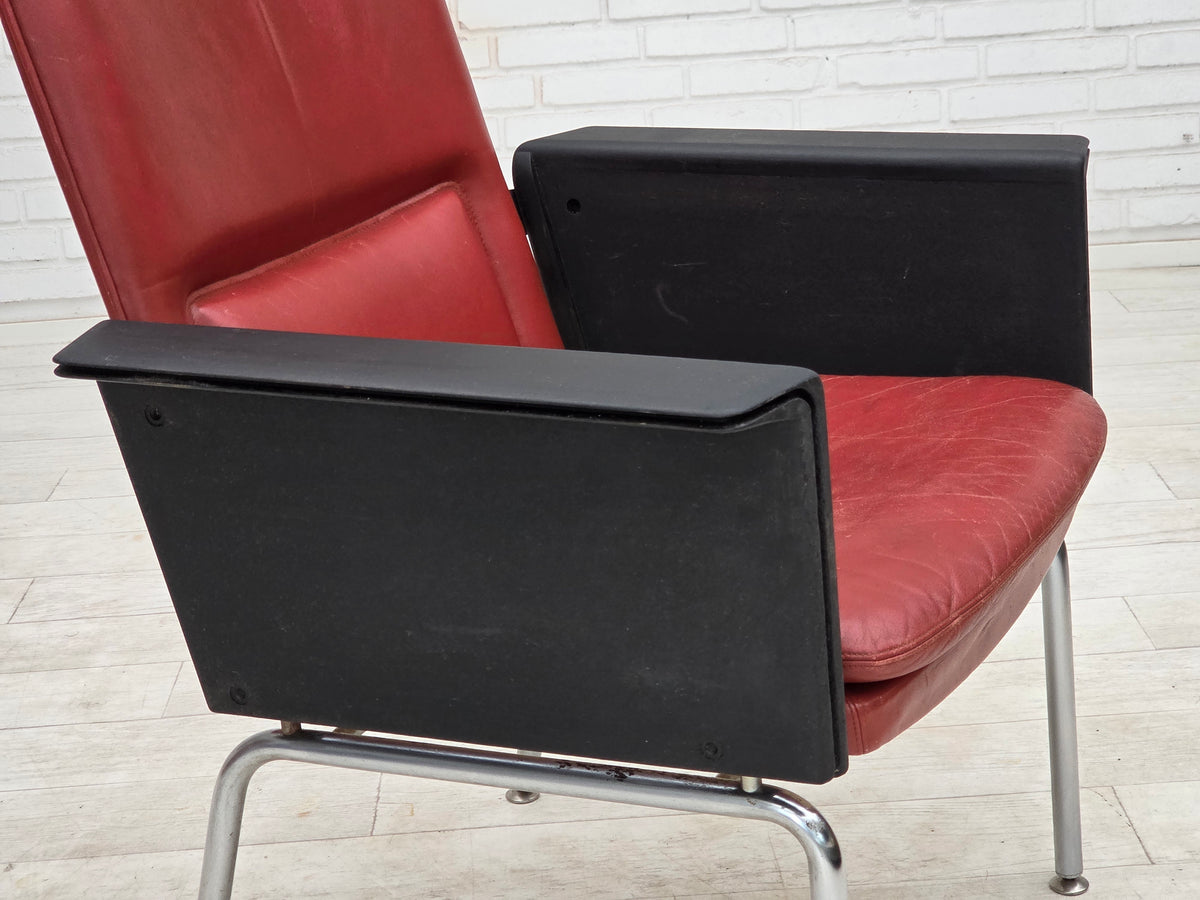 1970s, Danish armchair by Arne Vodder, furniture leather, chrome steel.
