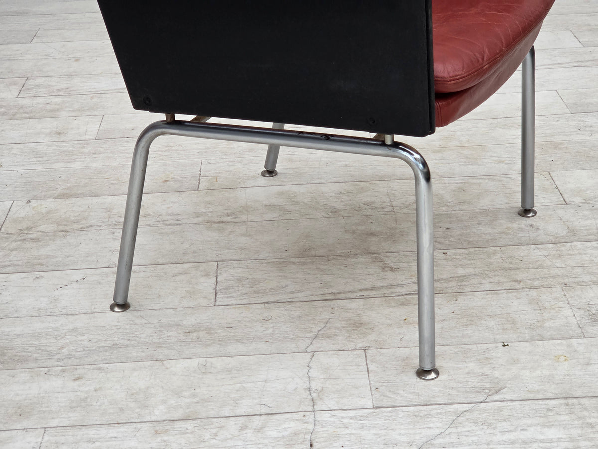 1970s, Danish armchair by Arne Vodder, furniture leather, chrome steel.