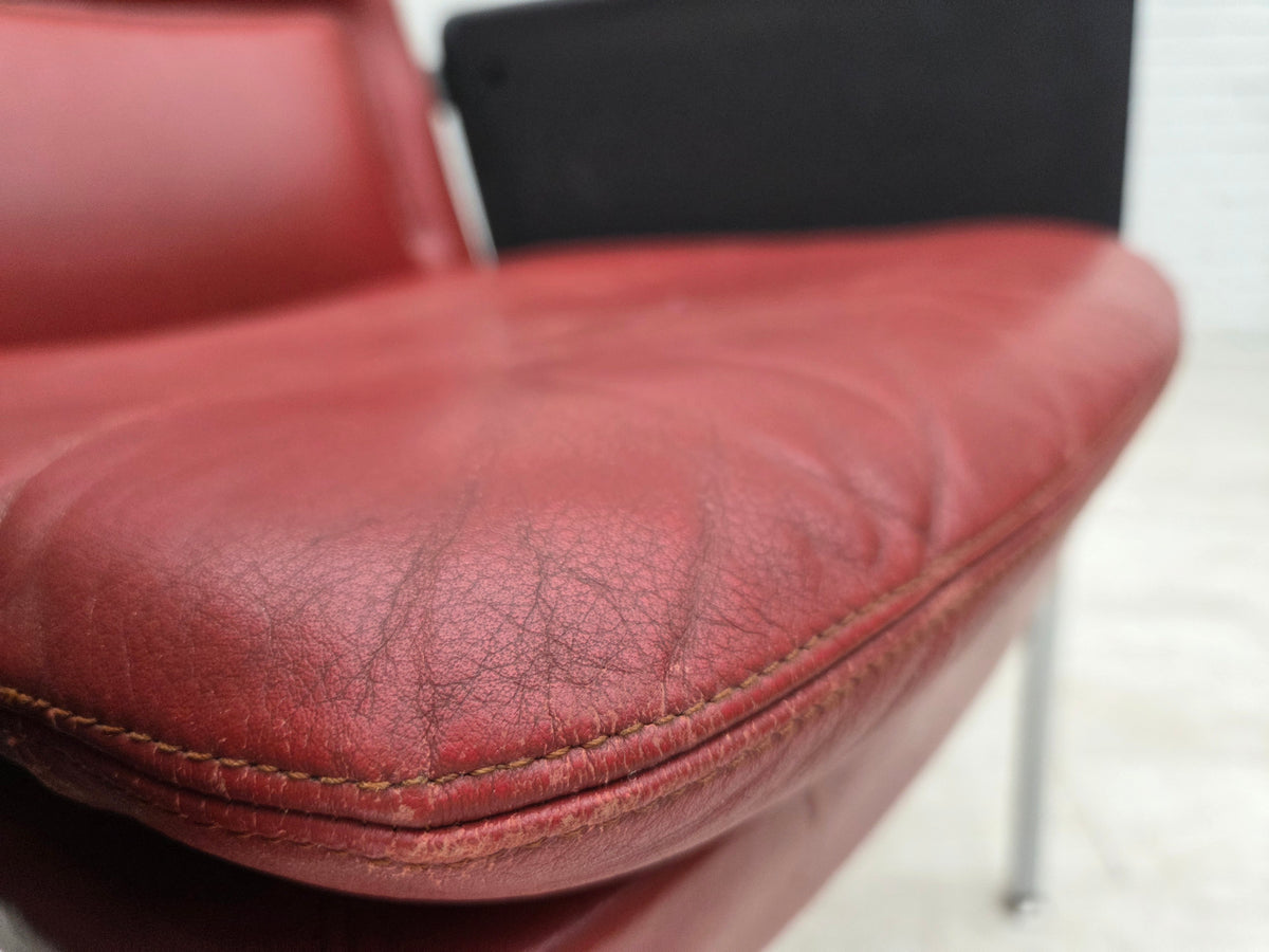 1970s, Danish armchair by Arne Vodder, furniture leather, chrome steel.