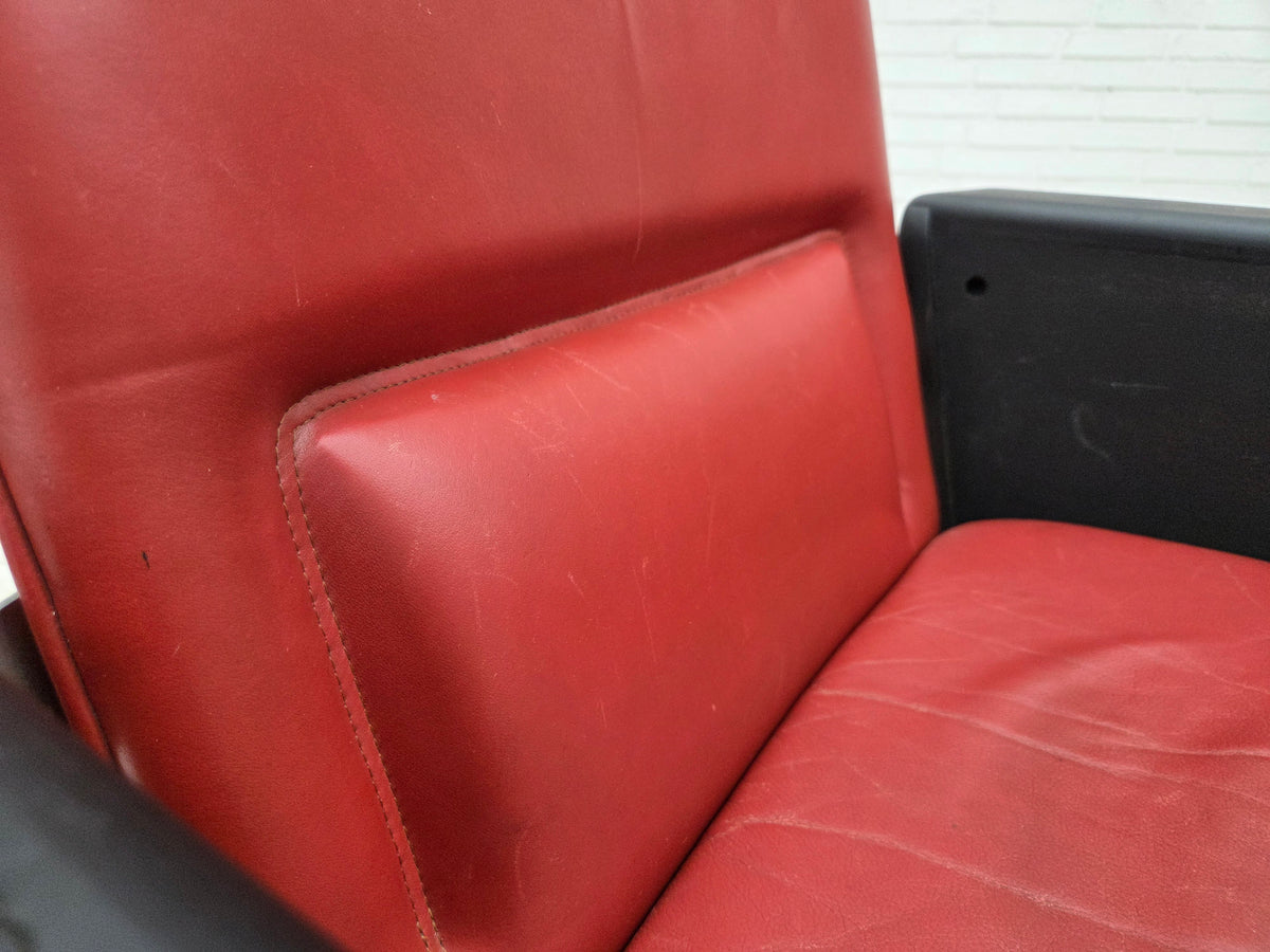1970s, Danish armchair by Arne Vodder, furniture leather, chrome steel.