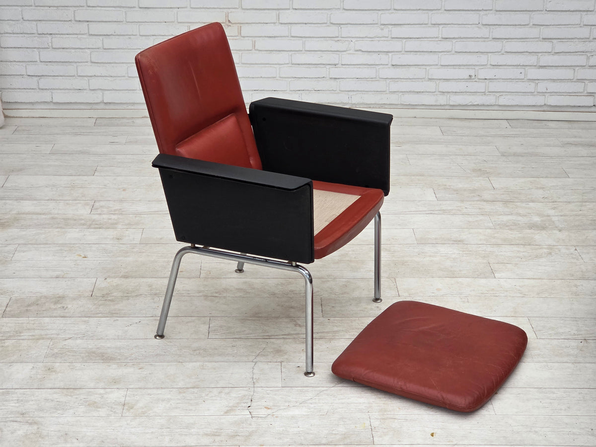 1970s, Danish armchair by Arne Vodder, furniture leather, chrome steel.