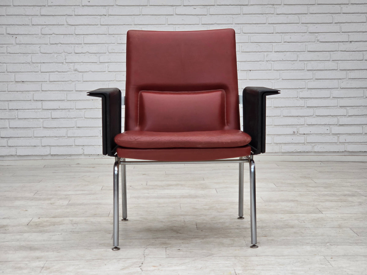 1970s, Danish armchair by Arne Vodder, furniture leather, chrome steel.