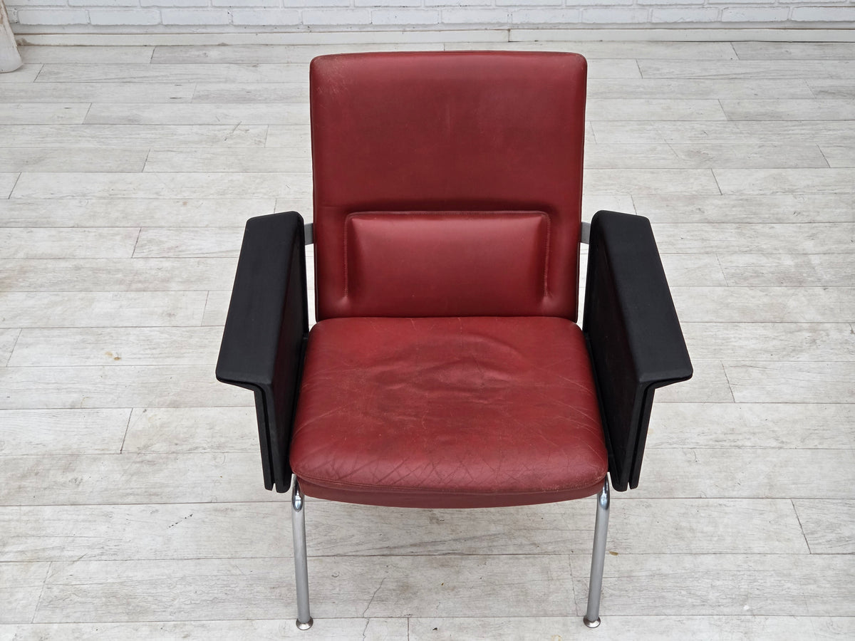 1970s, Danish armchair by Arne Vodder, furniture leather, chrome steel.