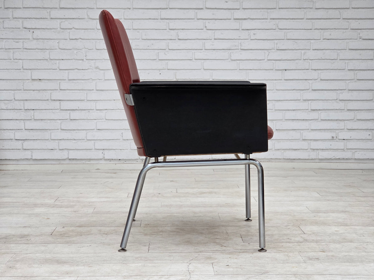1970s, Danish armchair by Arne Vodder, furniture leather, chrome steel.