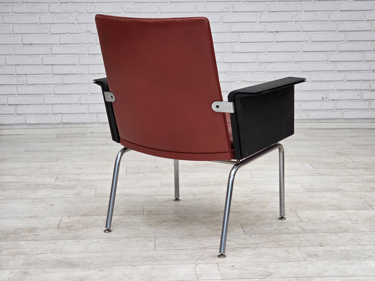 1970s, Danish armchair by Arne Vodder, furniture leather, chrome steel.