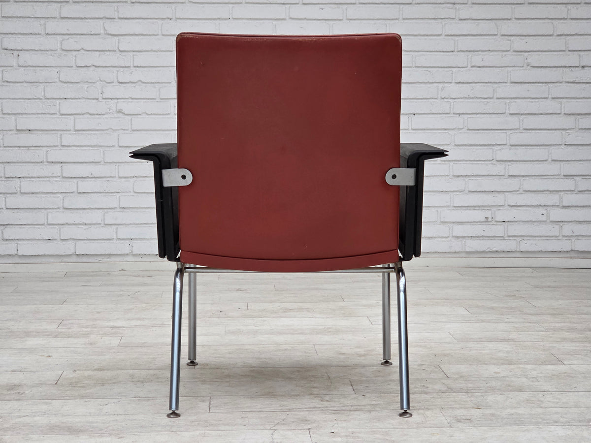 1970s, Danish armchair by Arne Vodder, furniture leather, chrome steel.