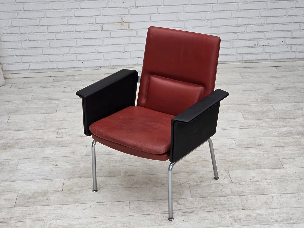 1970s, Danish armchair by Arne Vodder, furniture leather, chrome steel.