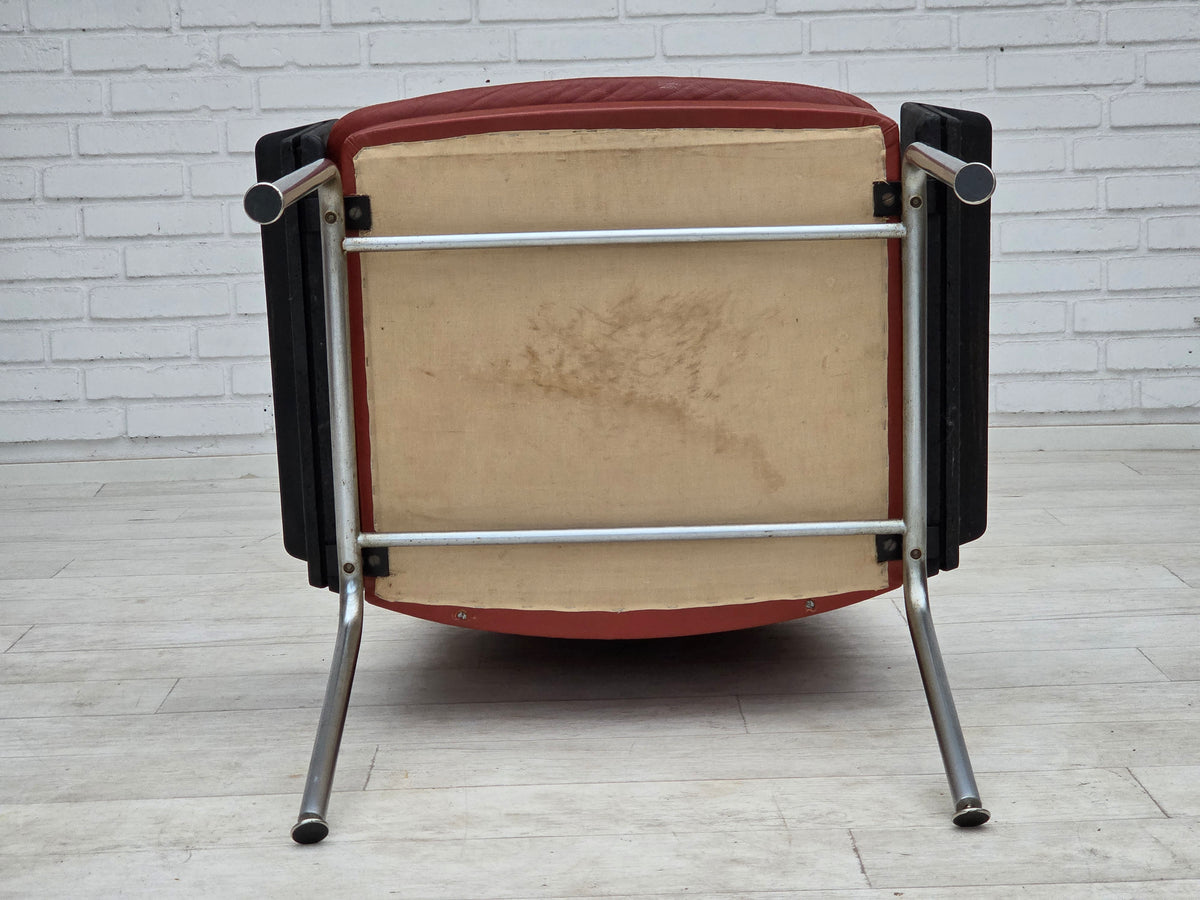 1970s, Danish armchair by Arne Vodder, furniture leather, chrome steel.