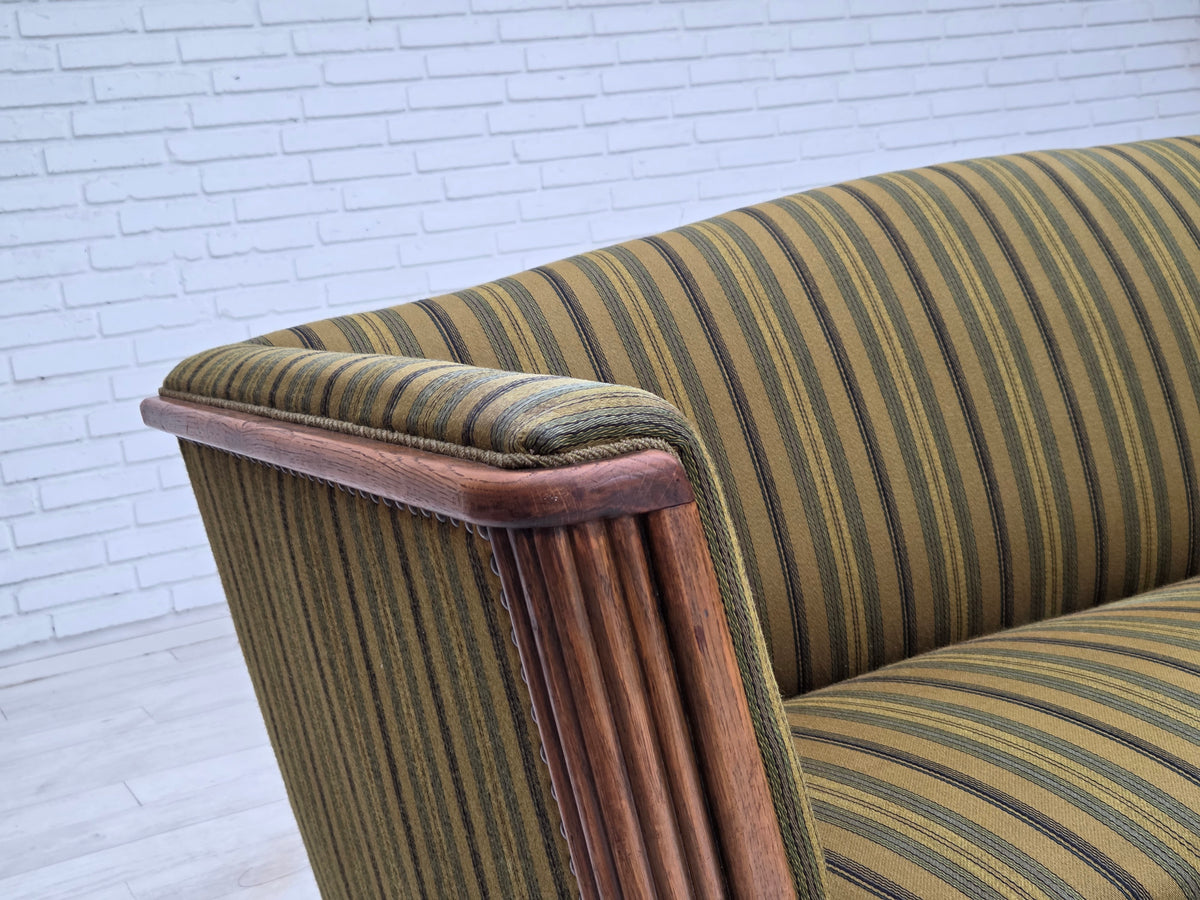 1950s, Danish 3-seater sofa, furniture velour, oak wood.