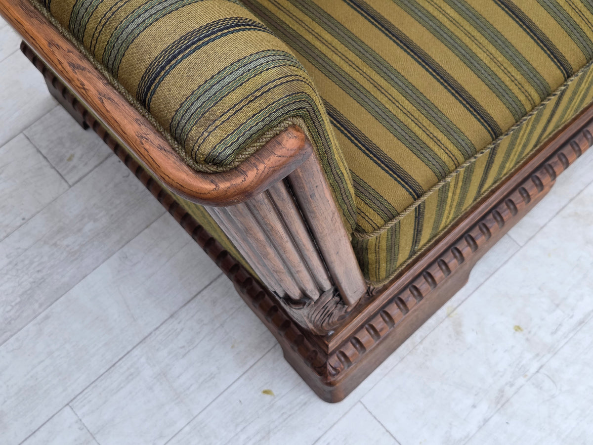 1950s, Danish 3-seater sofa, furniture velour, oak wood.