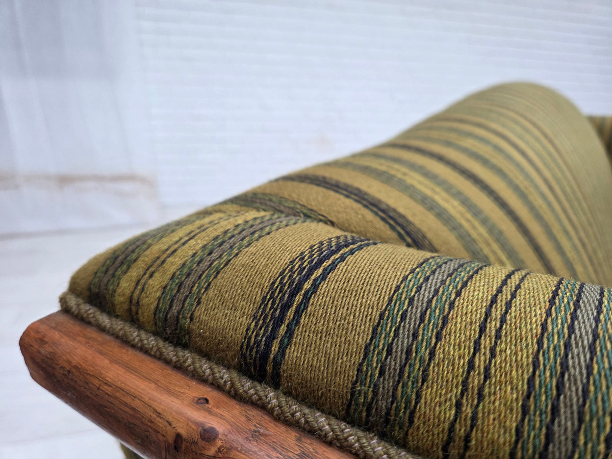 1950s, Danish 3-seater sofa, furniture velour, oak wood.