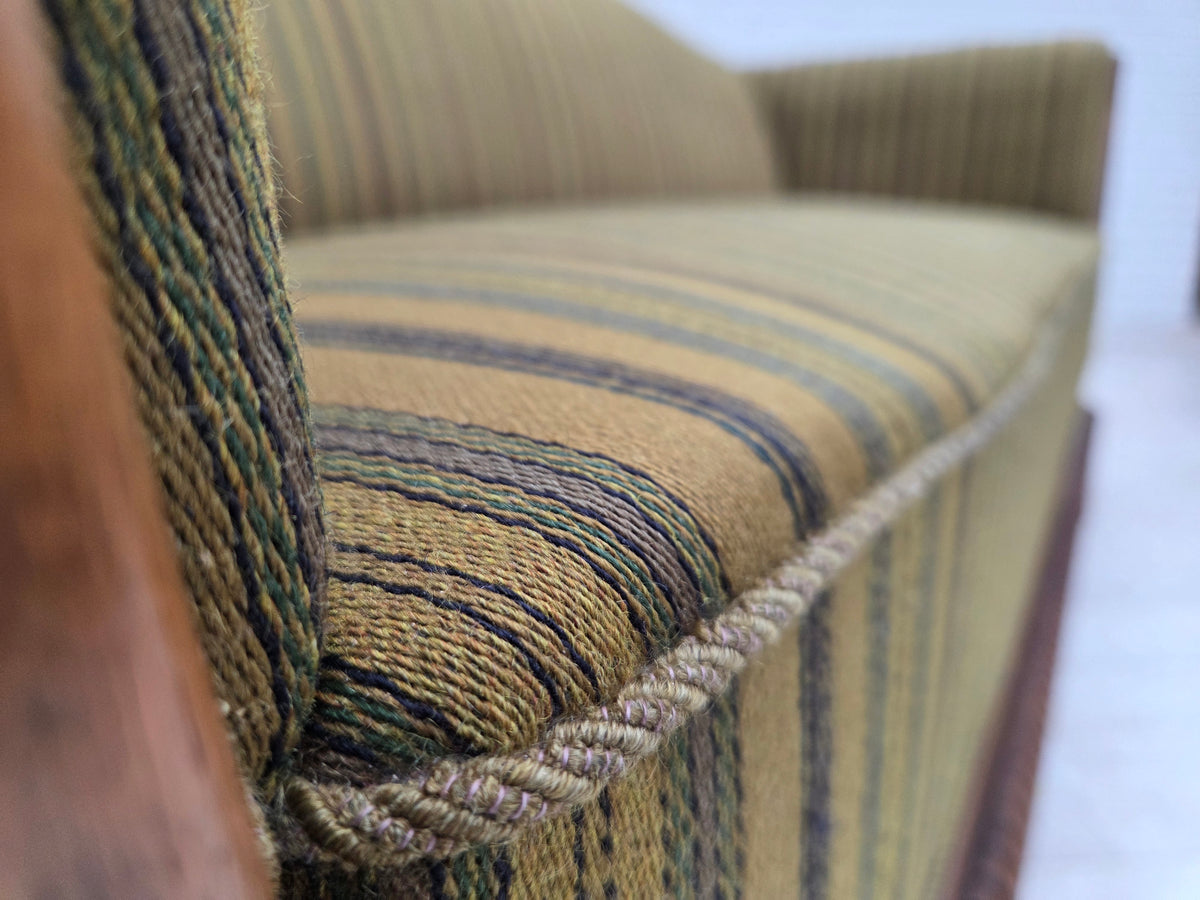 1950s, Danish 3-seater sofa, furniture velour, oak wood.
