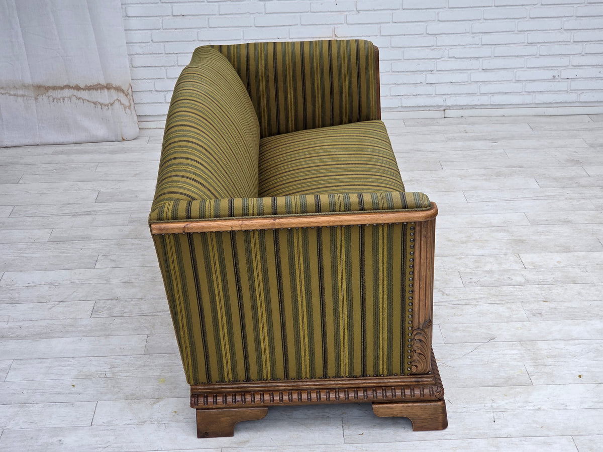 1950s, Danish 3-seater sofa, furniture velour, oak wood.