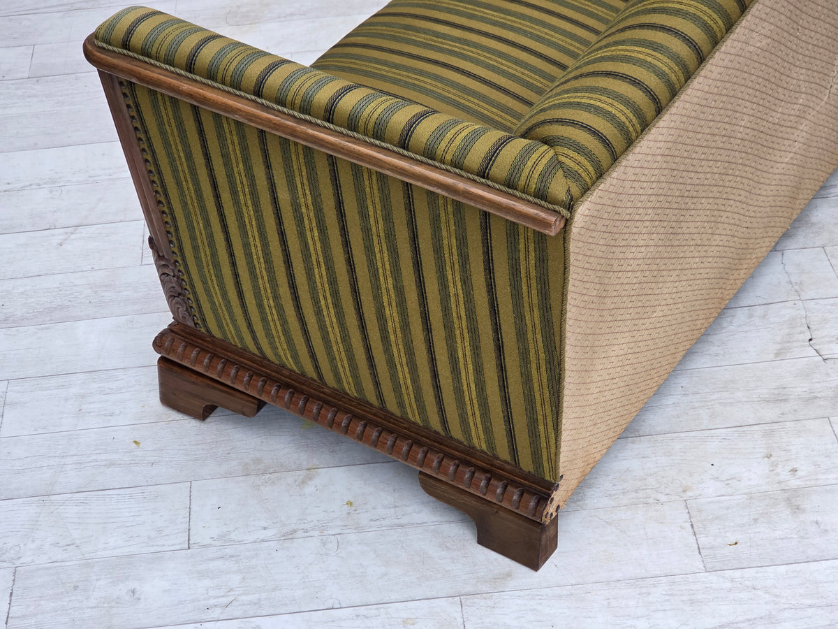 1950s, Danish 3-seater sofa, furniture velour, oak wood.