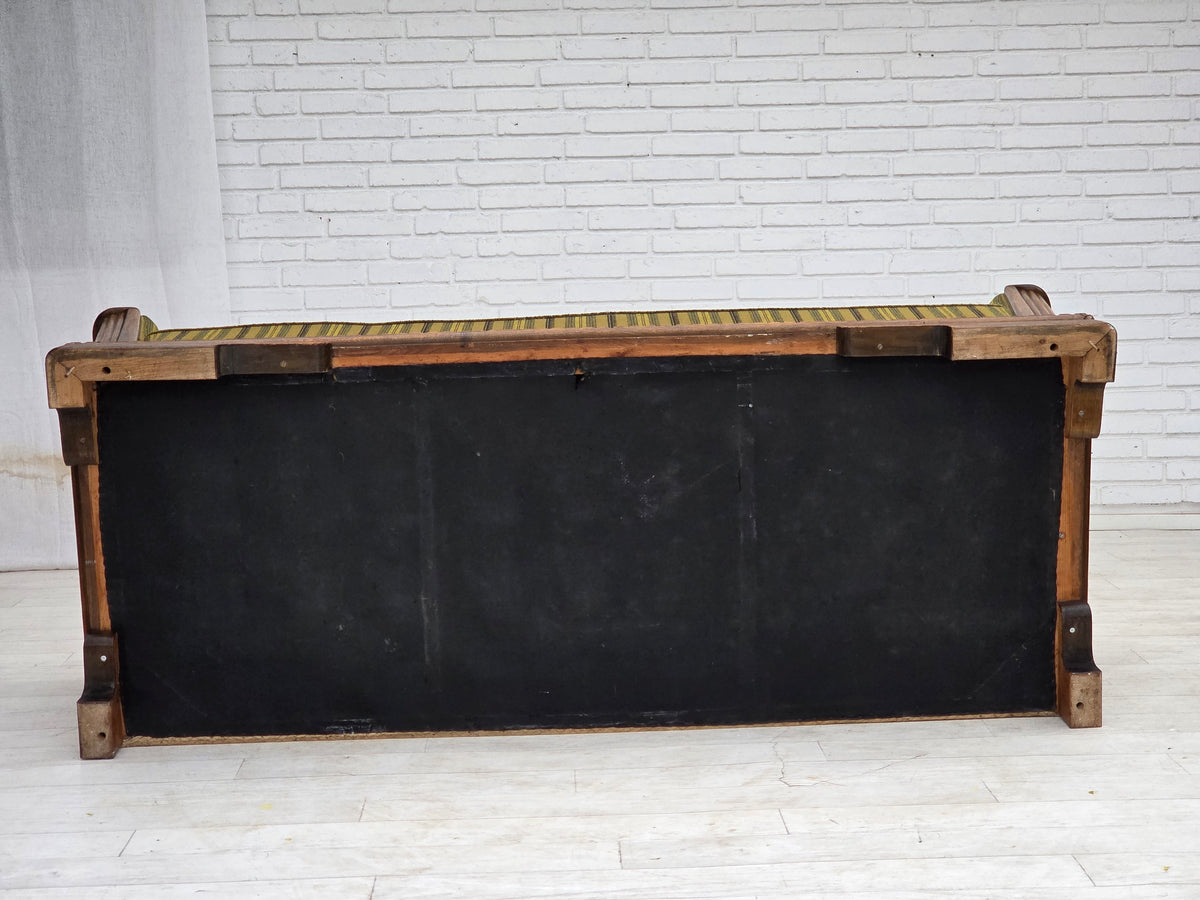 1950s, Danish 3-seater sofa, furniture velour, oak wood.