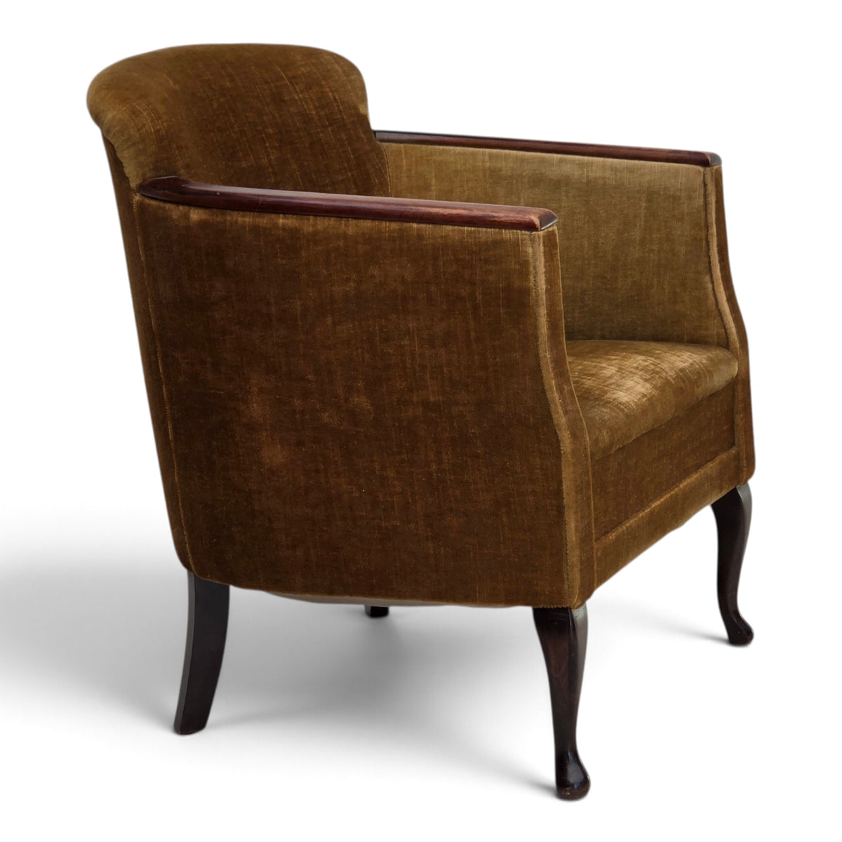1960s, Danish armchair, furniture velour, ash wood.