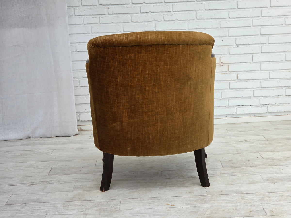 1960s, Danish armchair, furniture velour, ash wood.