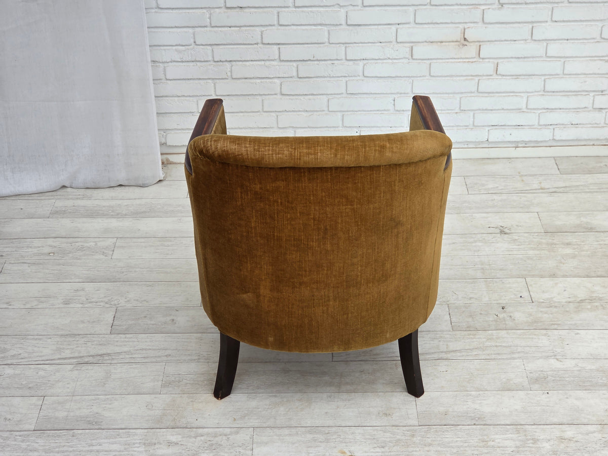1960s, Danish armchair, furniture velour, ash wood.