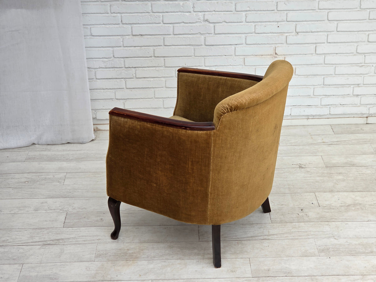 1960s, Danish armchair, furniture velour, ash wood.