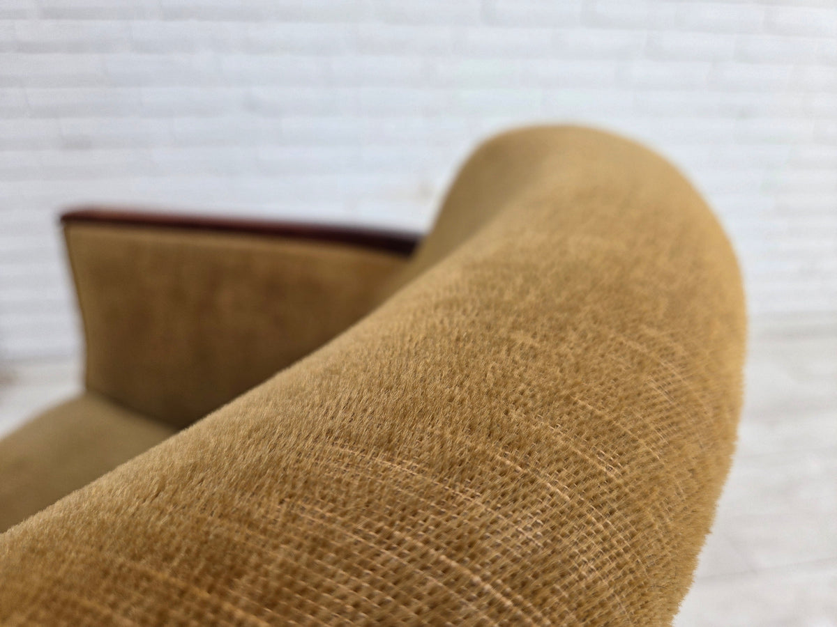 1960s, Danish armchair, furniture velour, ash wood.