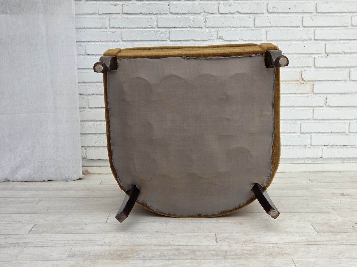 1960s, Danish armchair, furniture velour, ash wood.