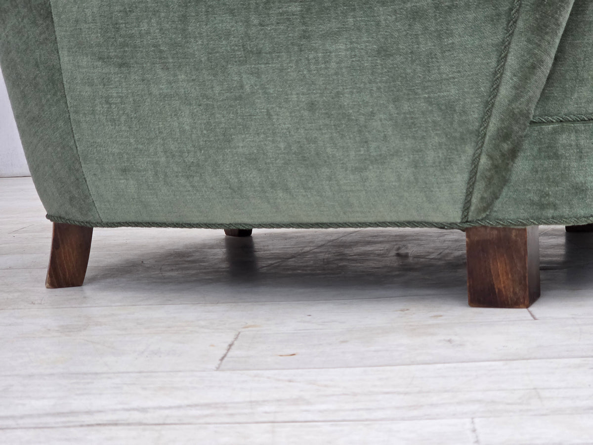 1960s, Danish highback relax chair, furniture velour, ash wood.