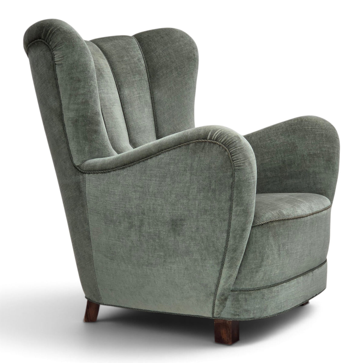 1960s, Danish highback relax chair, furniture velour, ash wood.