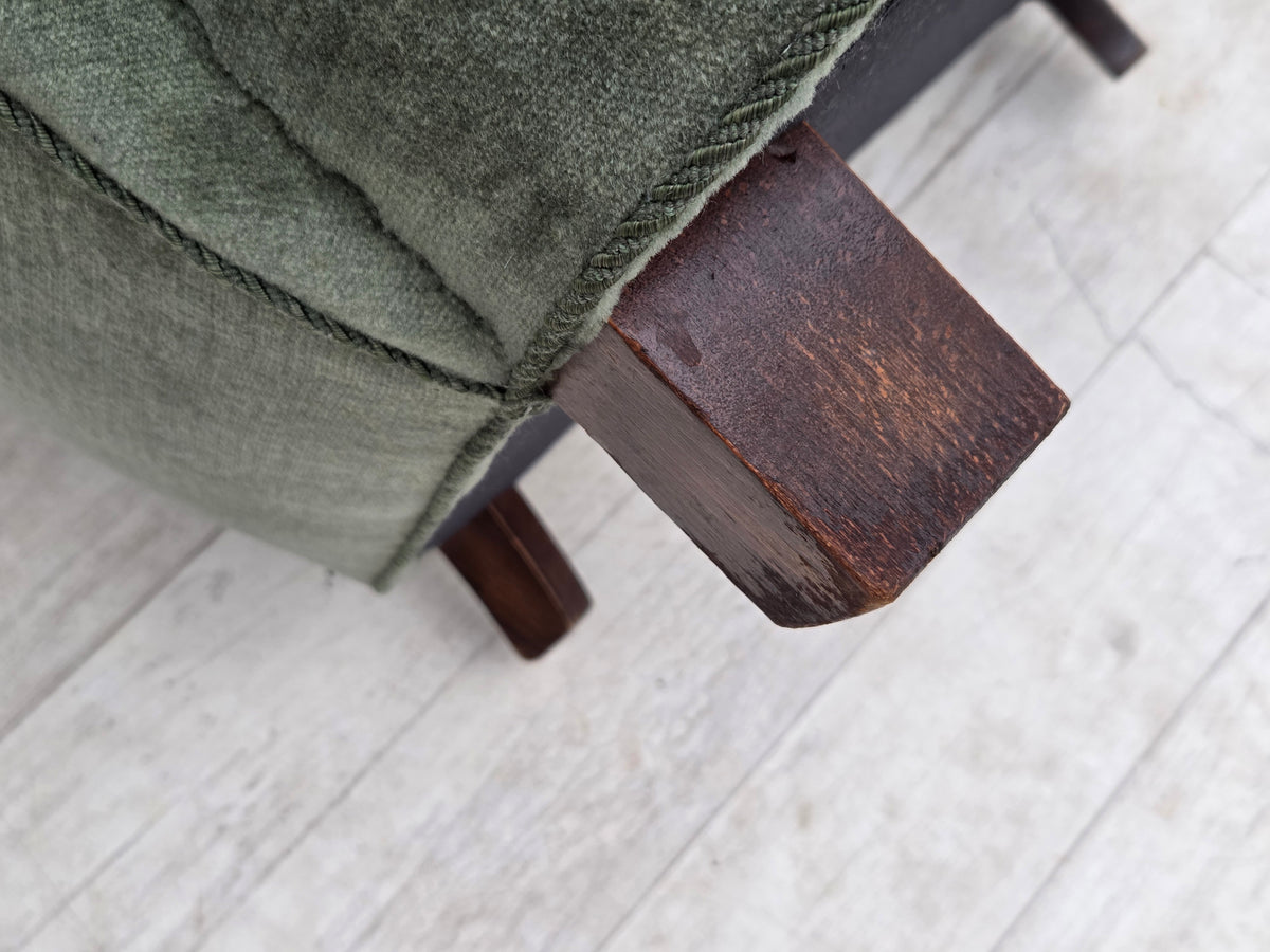 1960s, Danish highback relax chair, furniture velour, ash wood.