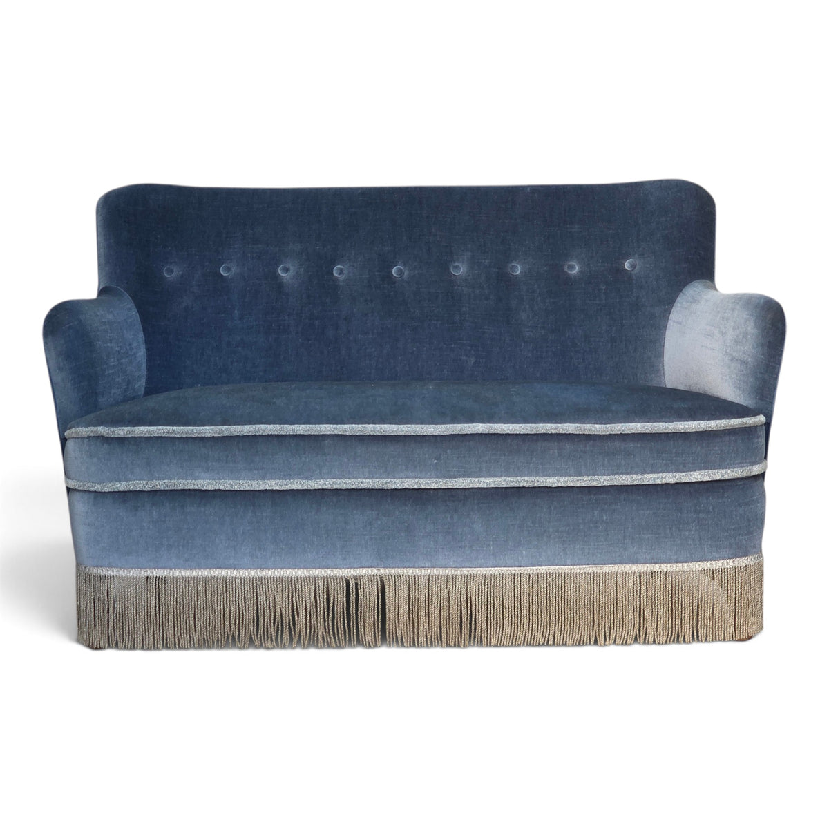 1970s, Danish 2-seater sofa, furniture velour, beech wood.