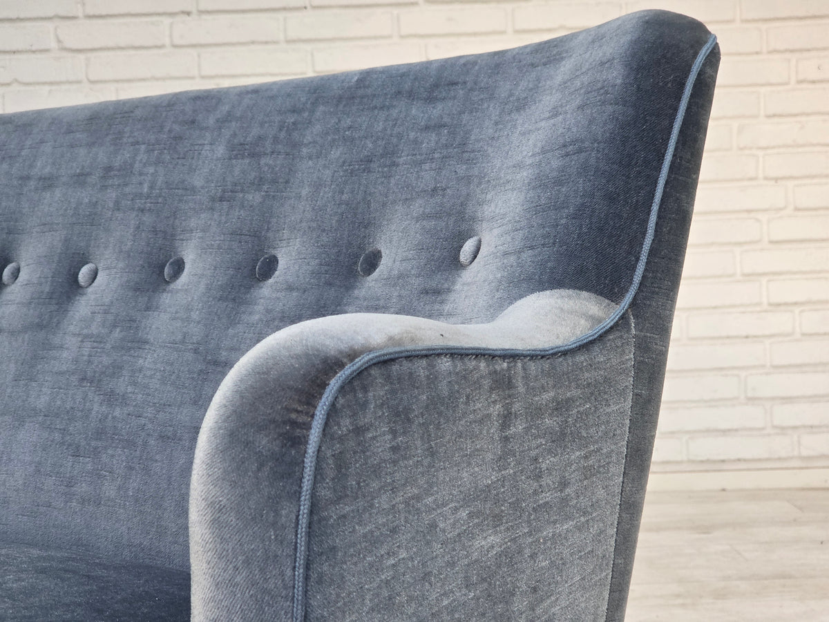 1970s, Danish 2-seater sofa, furniture velour, beech wood.