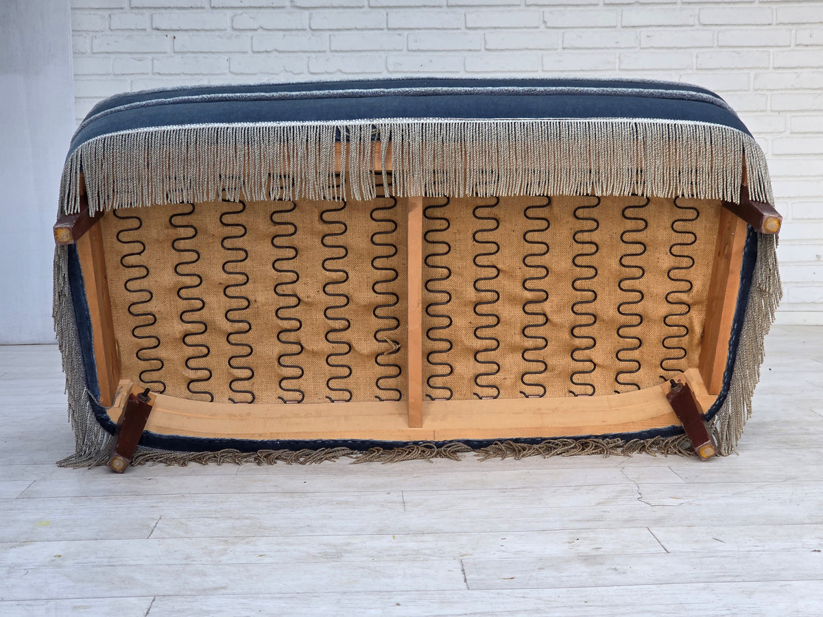 1970s, Danish 2-seater sofa, furniture velour, beech wood.