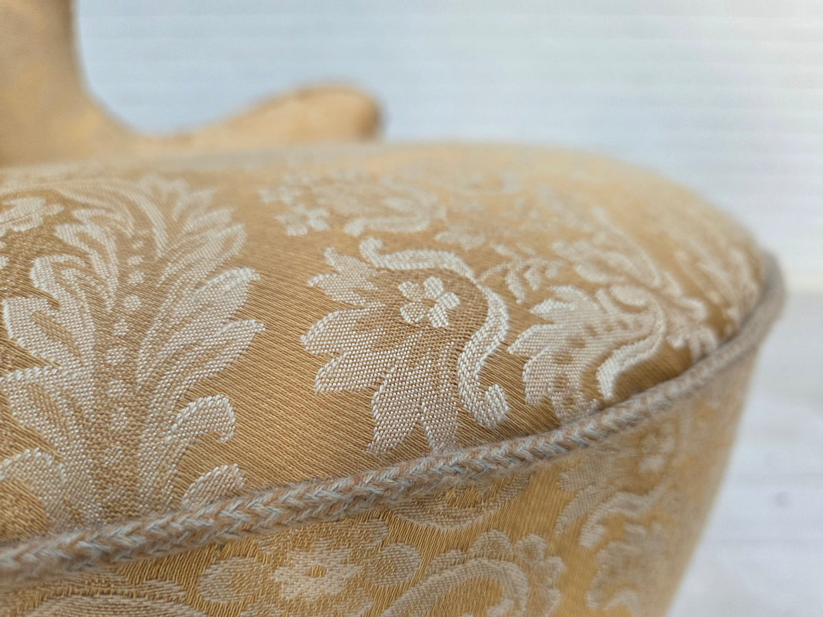 1960s, Danish cocktail lounge chair, jacquard fabric, beech wood.