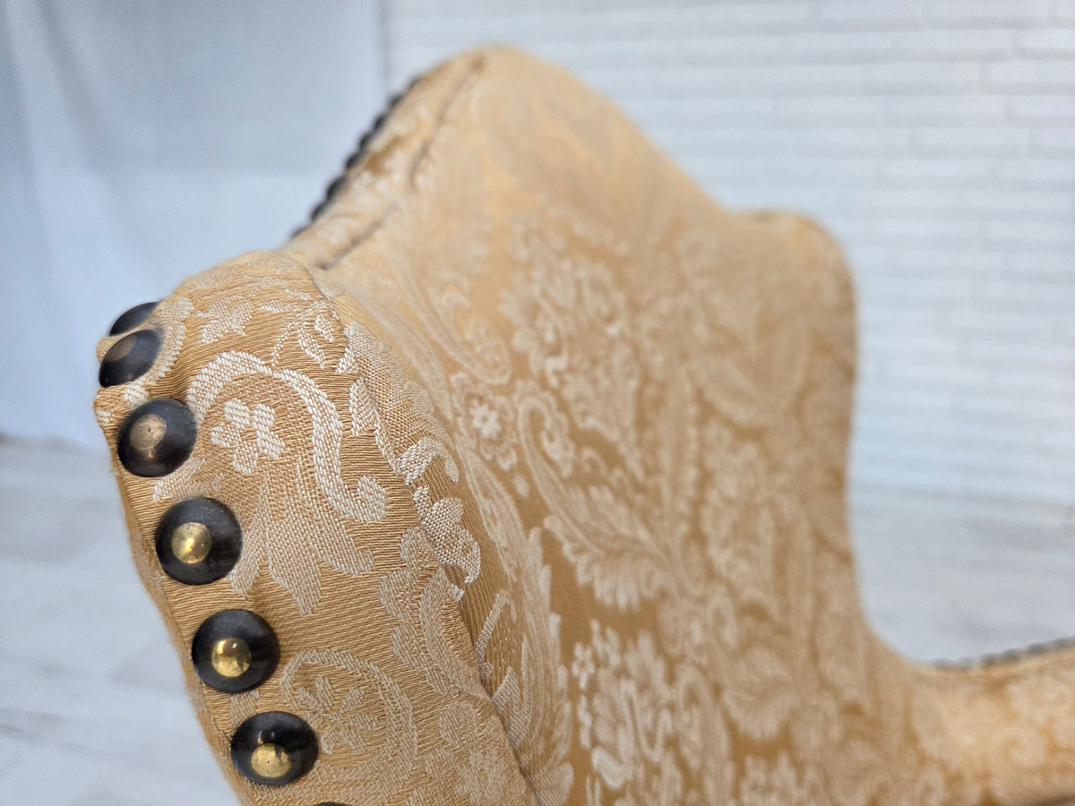 1960s, Danish cocktail lounge chair, jacquard fabric, beech wood.