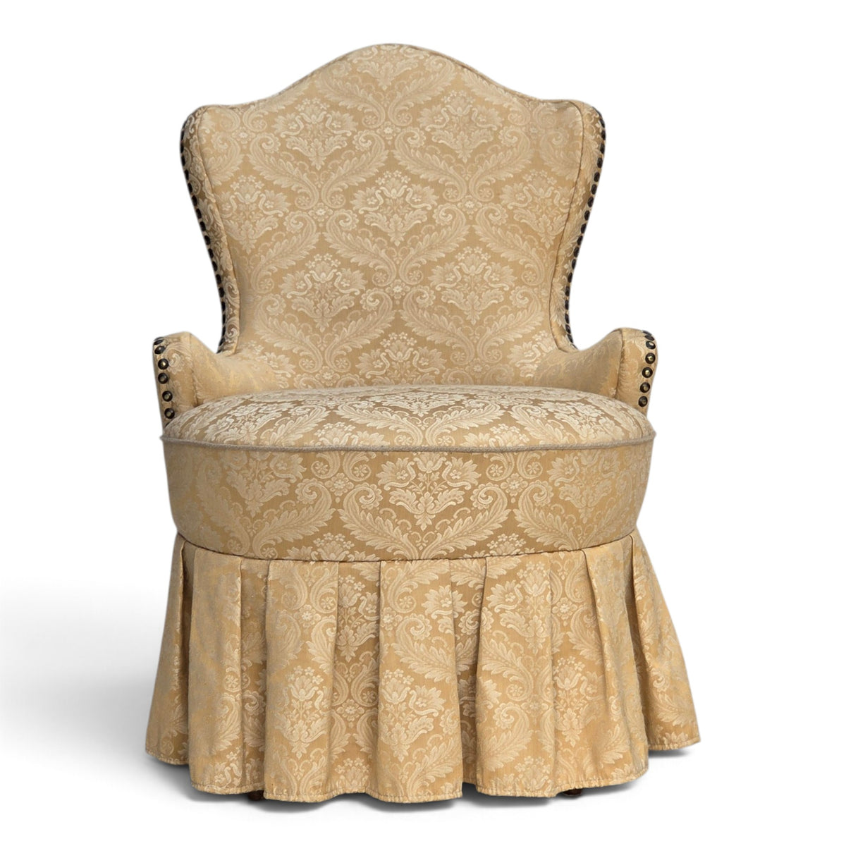 1960s, Danish cocktail lounge chair, jacquard fabric, beech wood.