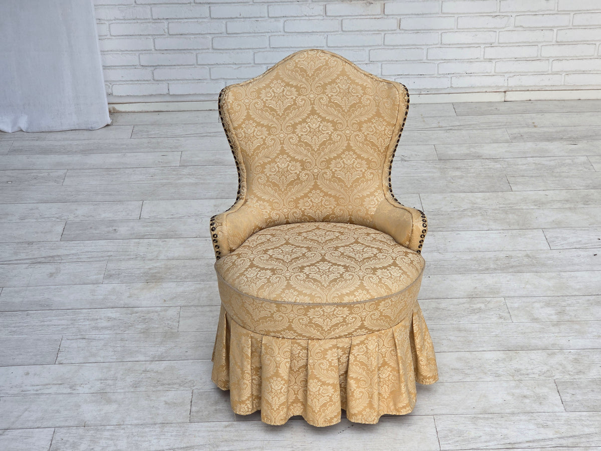1960s, Danish cocktail lounge chair, jacquard fabric, beech wood.