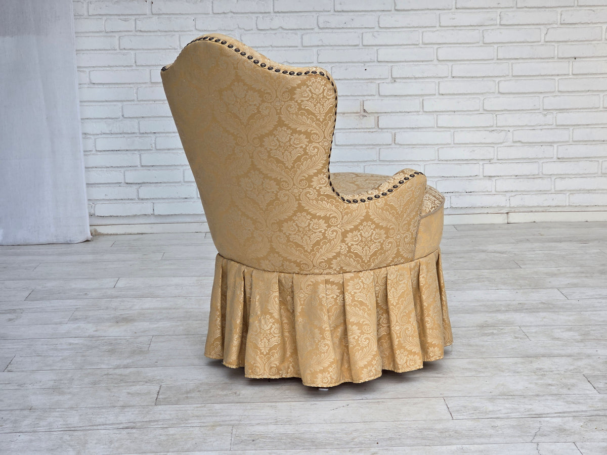 1960s, Danish cocktail lounge chair, jacquard fabric, beech wood.